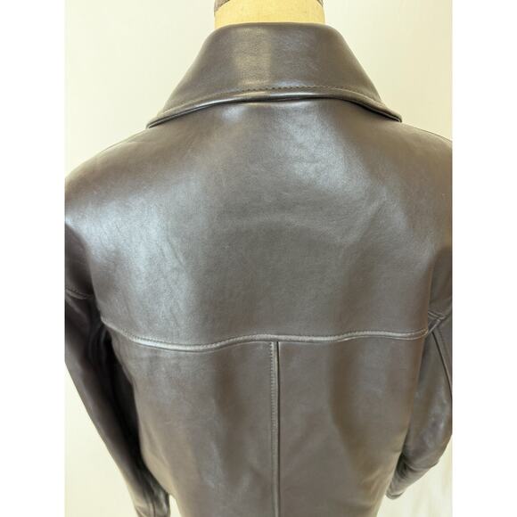 Dockers Premium Brown Leather Bomber Jacket Mens LARGE #1-0167 - Picture 8 of 9